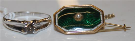 Enamel brooch and ring